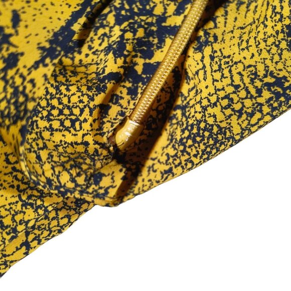 Yellow and Black Snakeskin Animal Print Sexy Knee Length Grunge Slit Dress - Picture 5 of 6